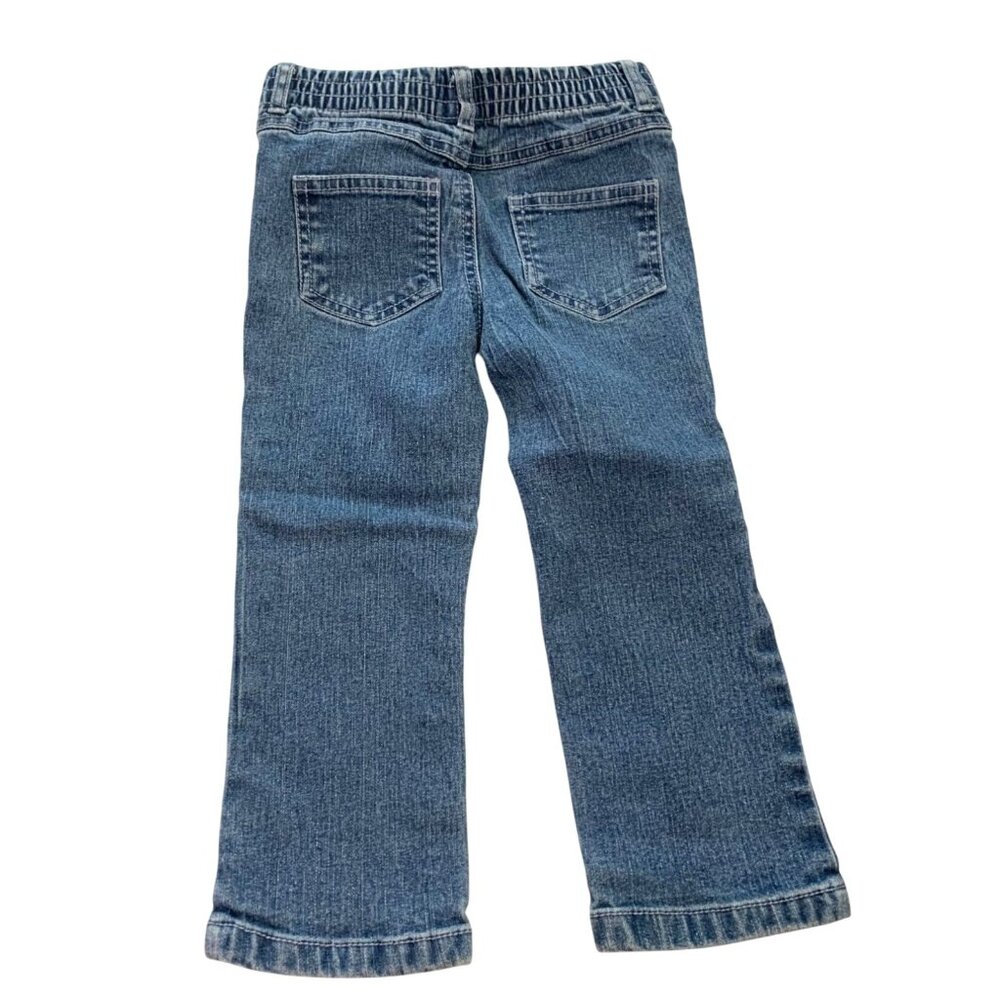 y2k Faded Glory Girls Infant Baby Sz 24 months Pull On Jeans Blue Denim Stars Em - Picture 3 of 3